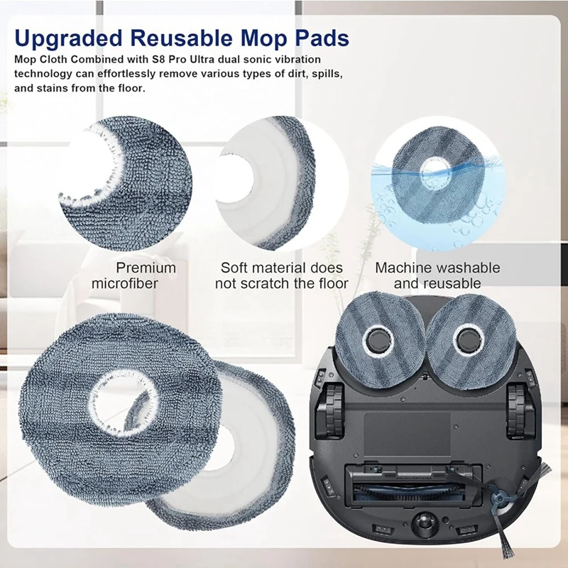 HOT！-For Eufy X10 Pro Omni Robot Vacuum Cleaner Main Side Brush Hepa Filter Mop Cloth Dust Bags Replacement Spare Parts