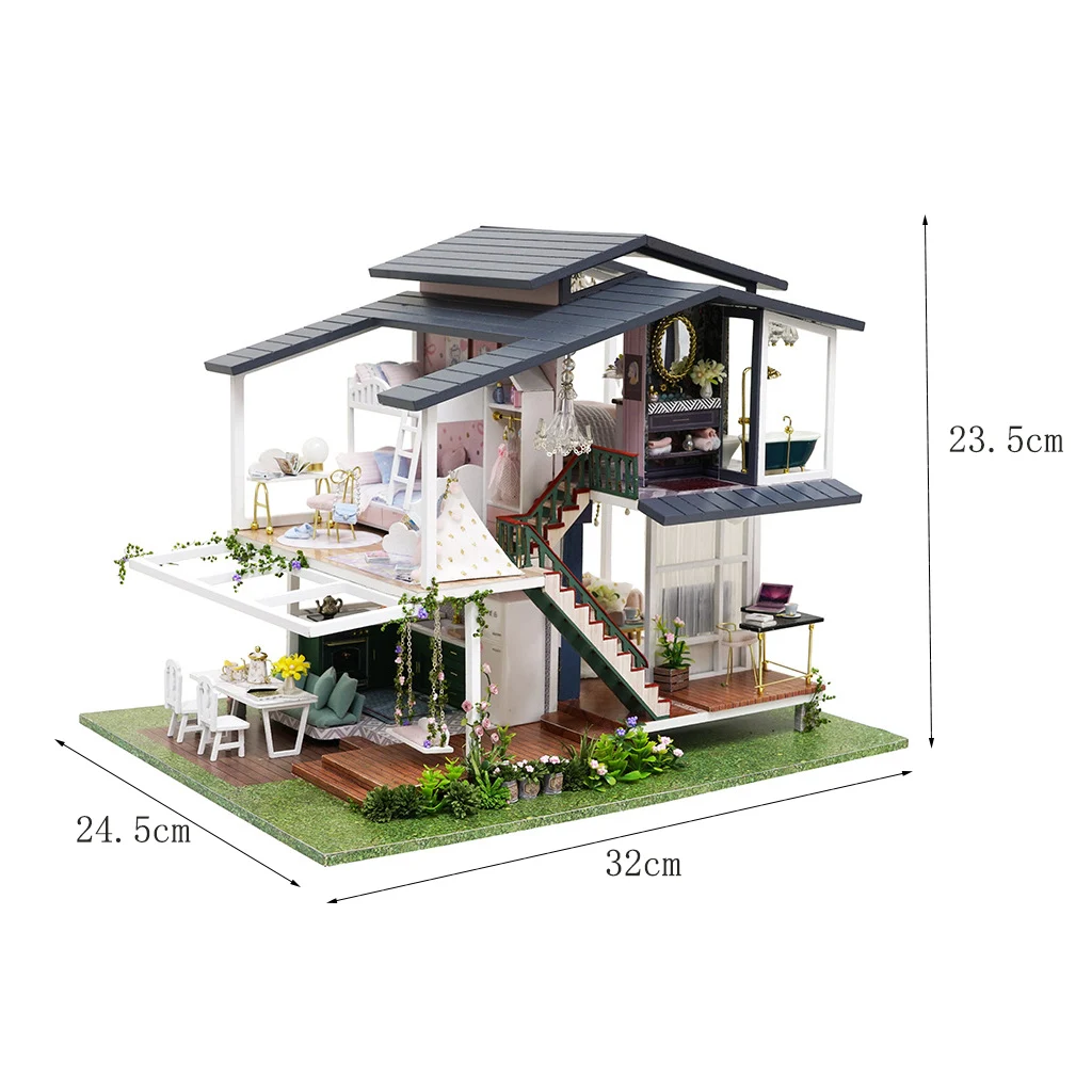 OUZEY DIY “Dream Cottage” Wooden Dollhouse Kit for Teens Adults - Romantic Miniature House Gift for Her