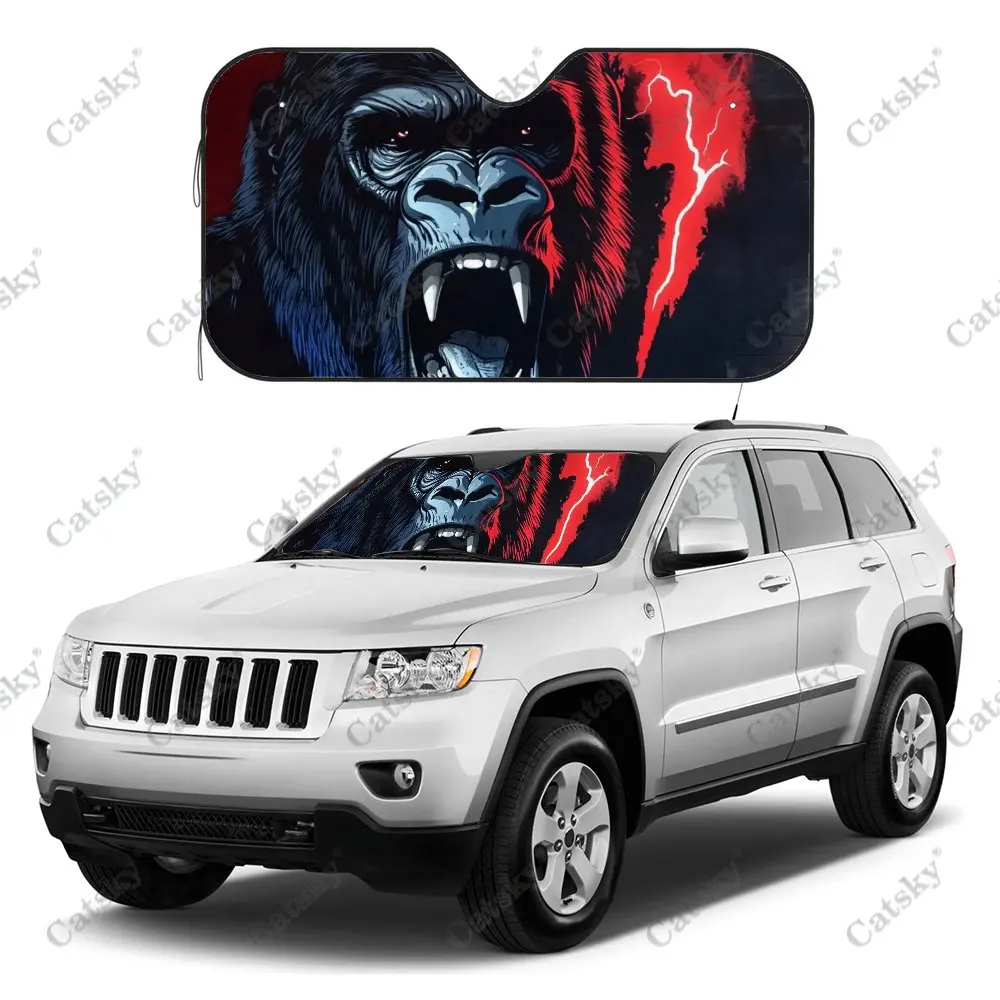 Angry Gorilla with OpenTeeth Car Windshield Sunshade,Auto Accessories Front Windshield Sun Shade Block Uv Rays Sun Visor Protect