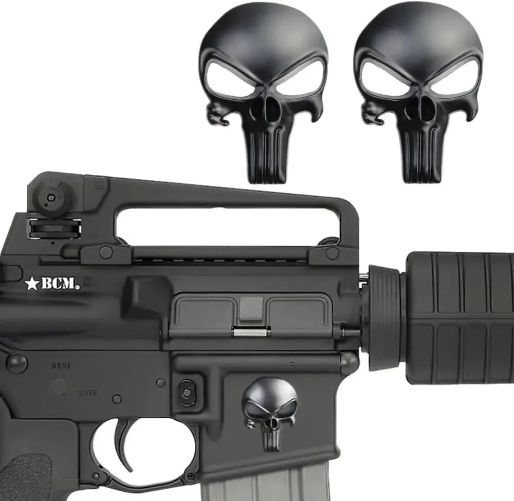 3D Massiver Metall-Aufkleber Taktischer Totenkopf für Motorrad- und Auto-Dekoration, für Airsoft-Waffen, AR15, M4, M16, 1911, Glock G17, G19, G22, G43X – Detail 1