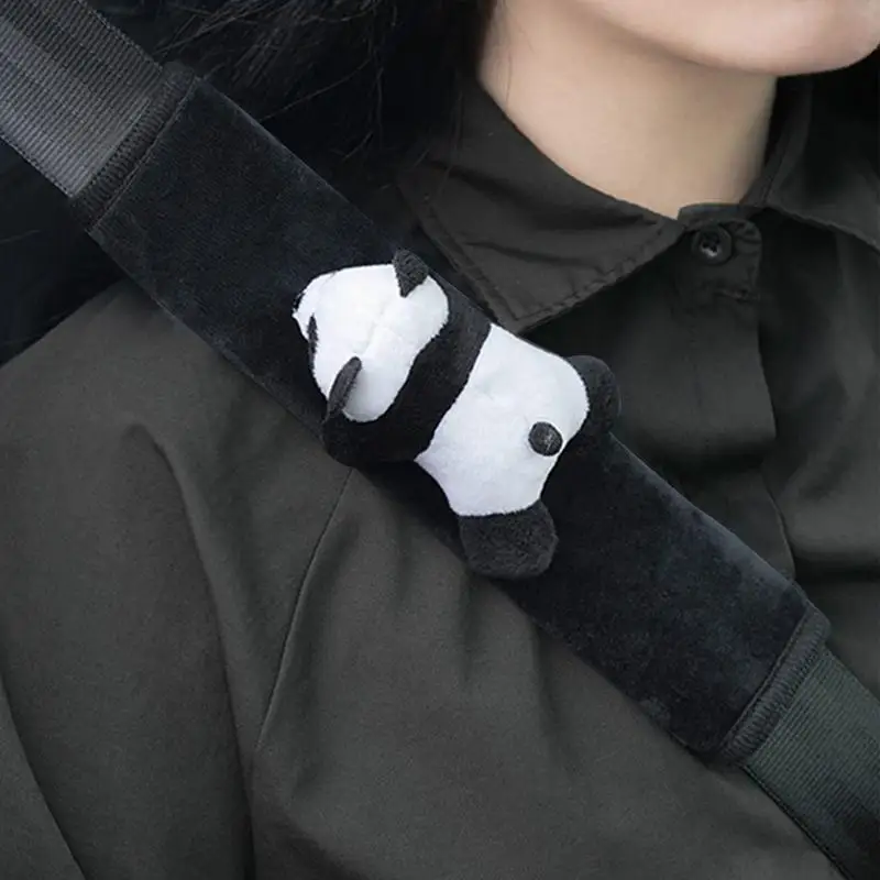 Cartoon Panda Seat Sleep Positioner Shoulder Pad Warm Plush Interior Seat Belt Protector Interior Safety Universal Shoulder Pad