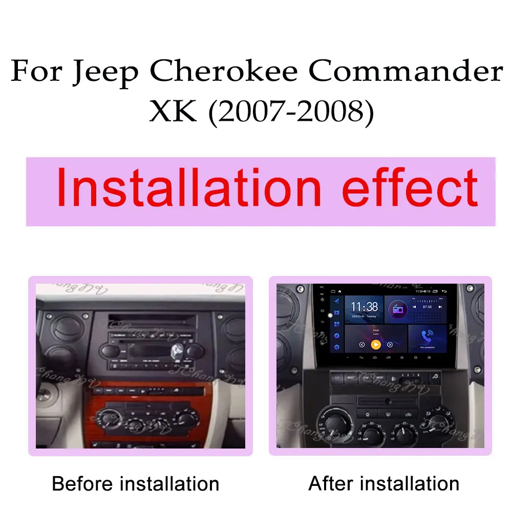 DSP Stereo for Jeep Cherokee Commander XK 2007 - 2008 Carplay Android 16 Car Radio Video Audio Multimedia Player Split ScreenBT
