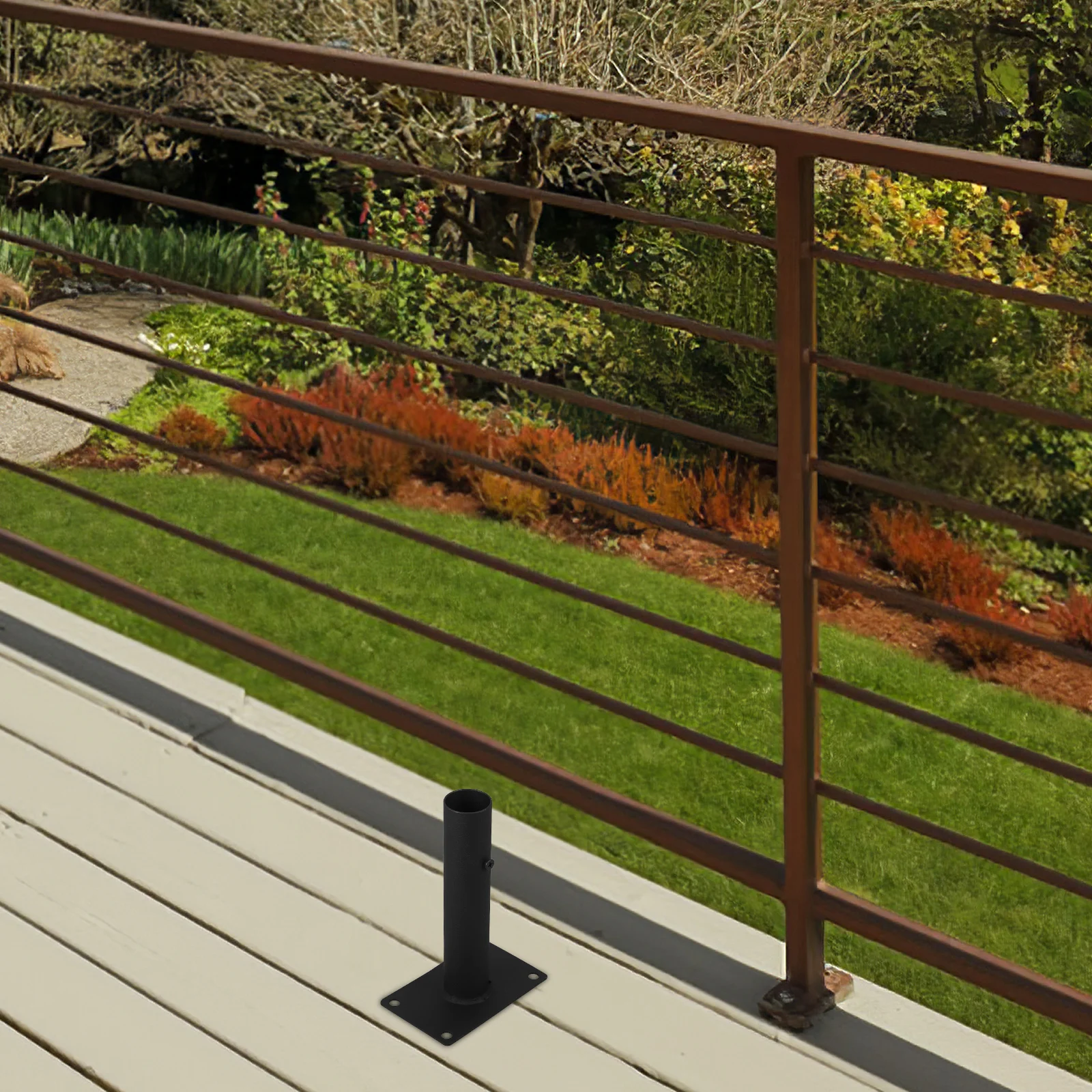 

2pcs Garden Fence Post Base Heavy Duty Iron Support Pole Stand Mount For Outdoor Yard Barrier Wind Resistant Easy