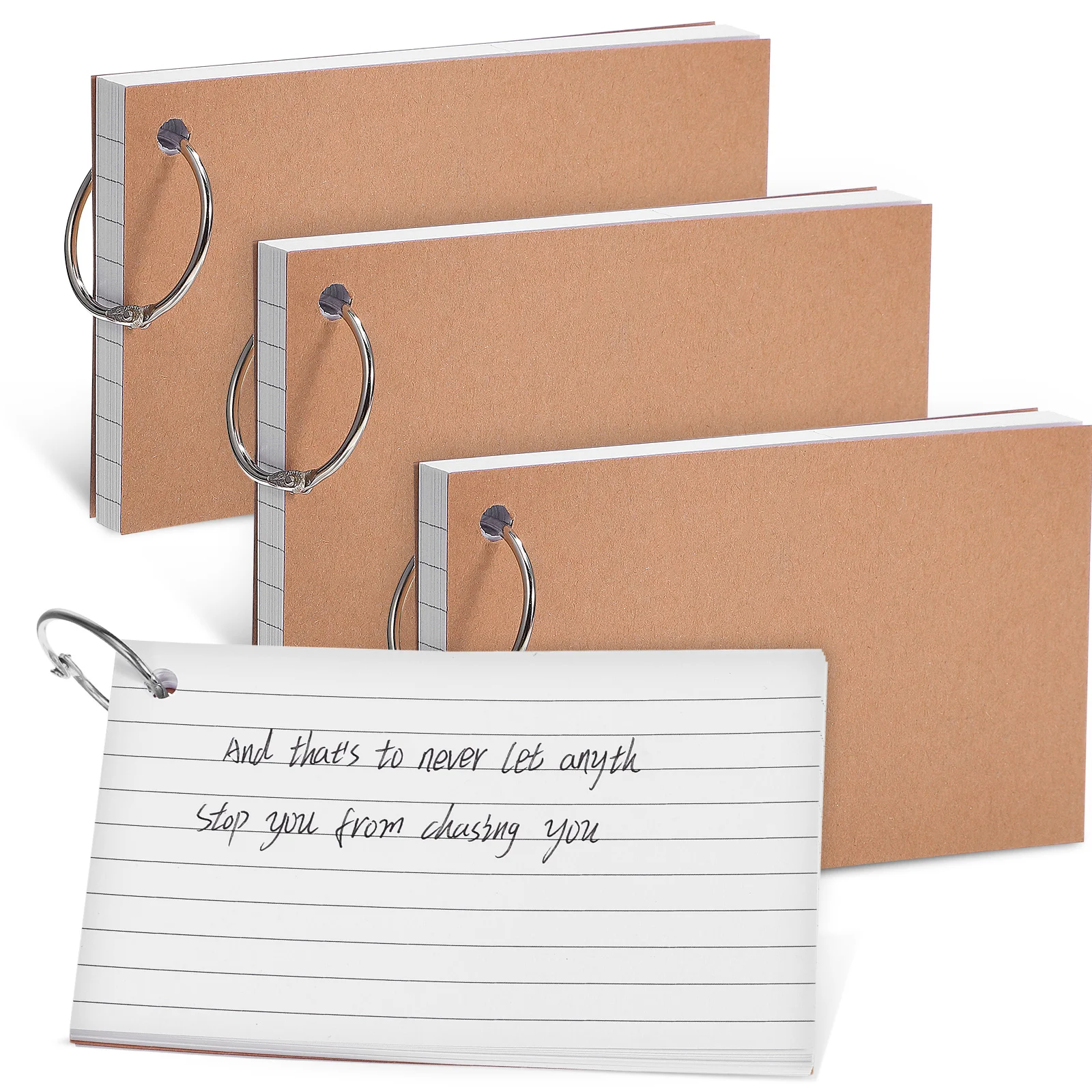 

4Pcs Lined Index Cards Flashcards with Rings for Studying Vocabulary Note Taking Portable Learning Tool Bulk Ruled Pads