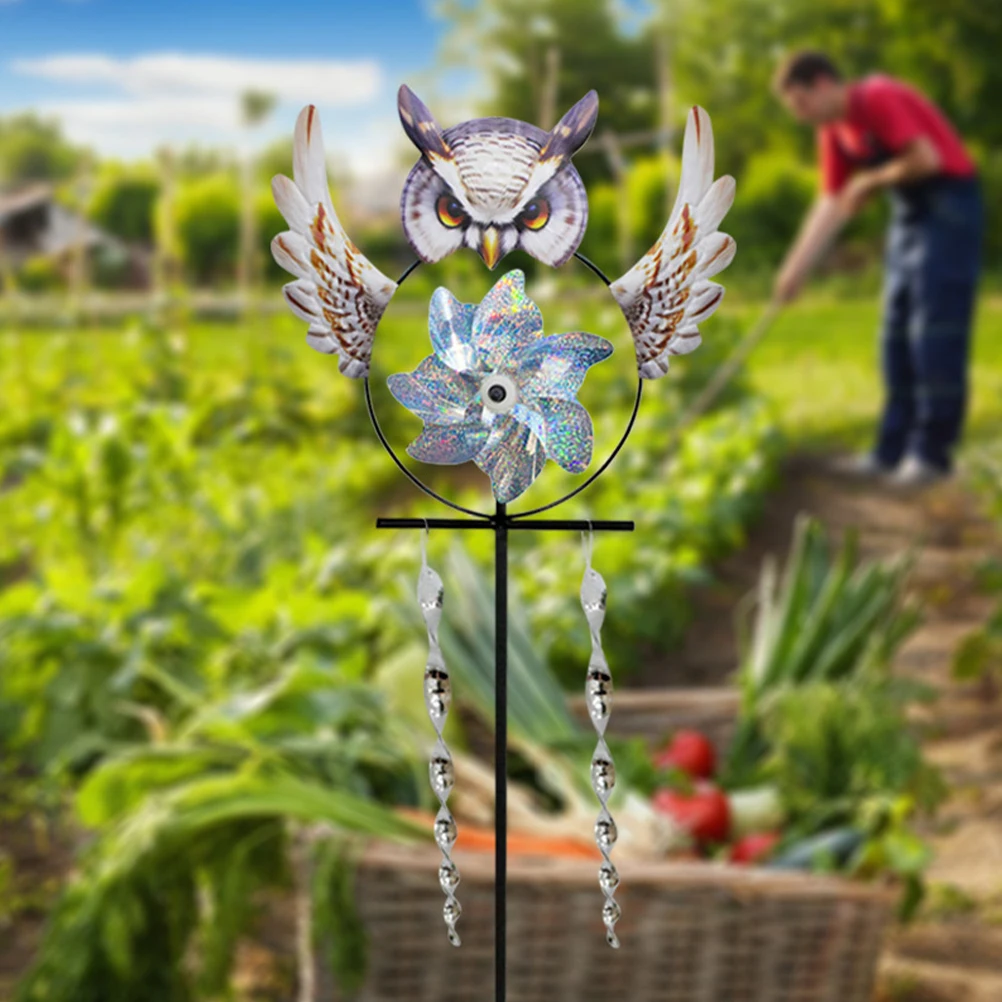 

Outdoor Reflective Bird Repeller Windmill Metal Garden Stake Rotatable Pinwheel Shaped Driving Device for Yard Lawn