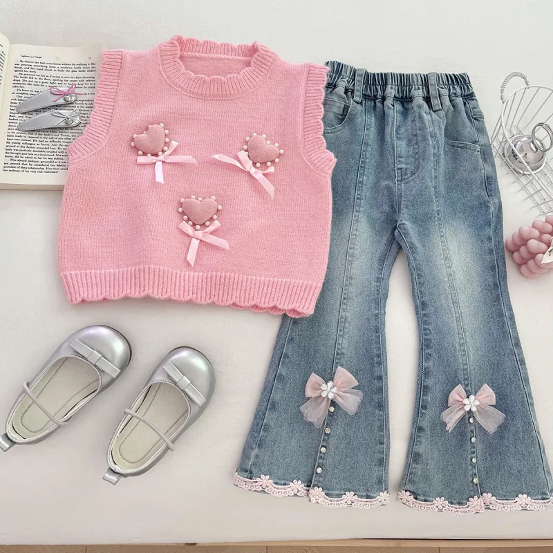 

Girls' Autumn Three-Piece Set2025New Fashionable Children's Clothing Set for Toddlers and Young Kids - Stylish Shirt, Vest, and