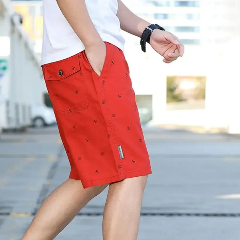 

Свободные мужские короткие брюки с карманами, мешковатые мужские шорты с принтом на шнурке, пляжные шорты с цветочным принтом, новинка 2025, объемные шорты для мужчин