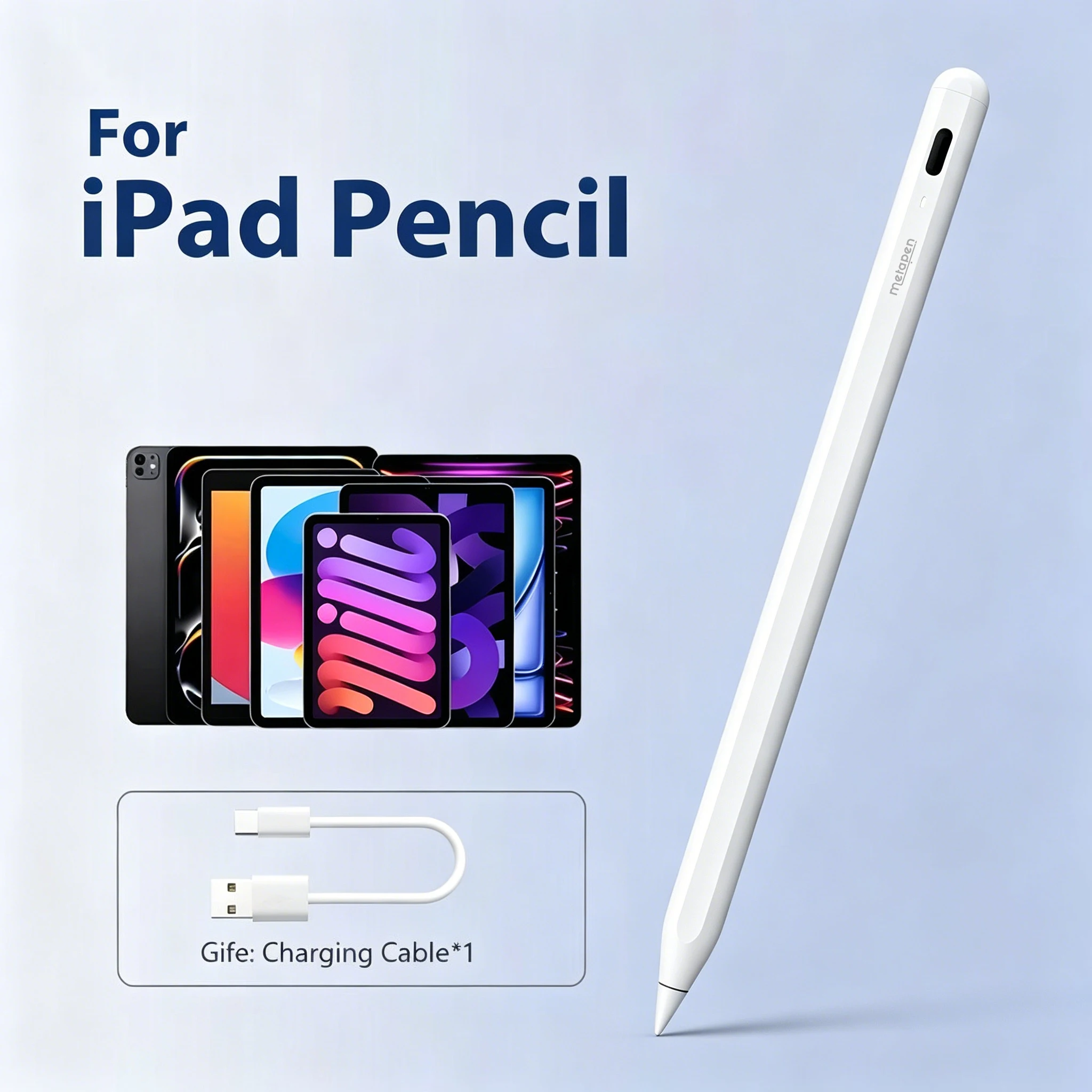 MetaPen A8 Stylus Pen For Apple Pencil with Palm Rejection Tilt For iPad Pencil 2018–2026 iPad Pro 11 12.9 Air 6 A8 Air 13 M5 M4