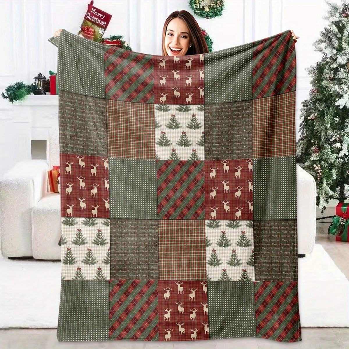 

Винтажное фланелевое одеяло в клетку — мягкий теплый плед