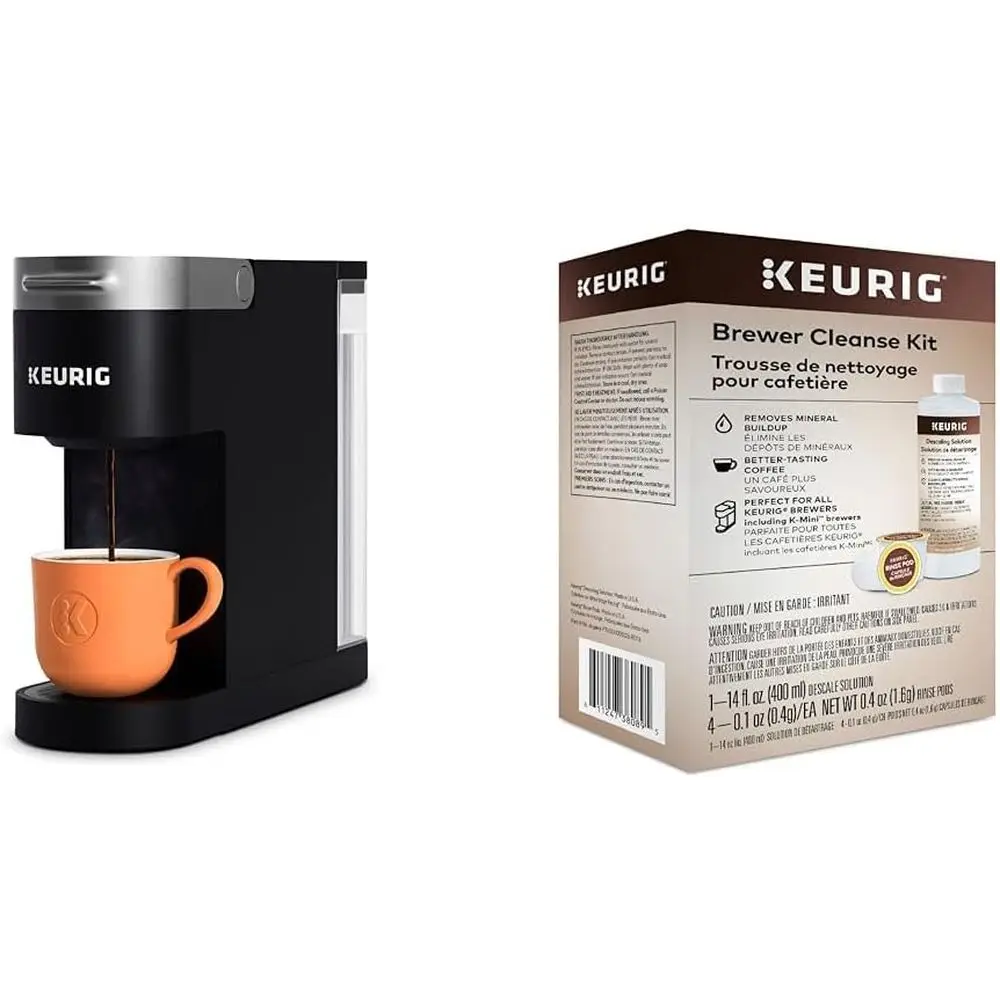 K- Slim Single Serve K-Cup Pod Coee Maker, Multistream Technology, Black & Cleanse Kit or Maintenance Includes Descaling Solutio