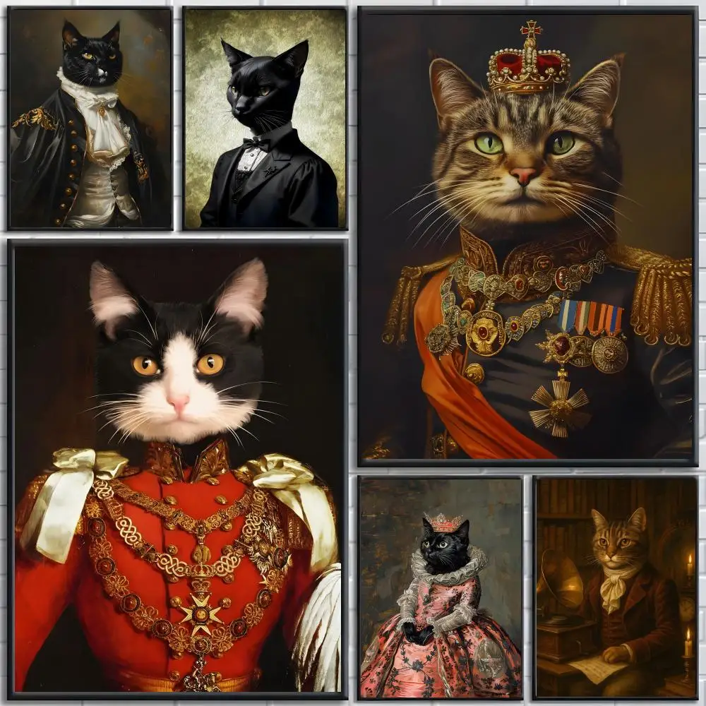 Vintage Renaissance Cat Poster High-definition posters, wall art for living room and home decor.