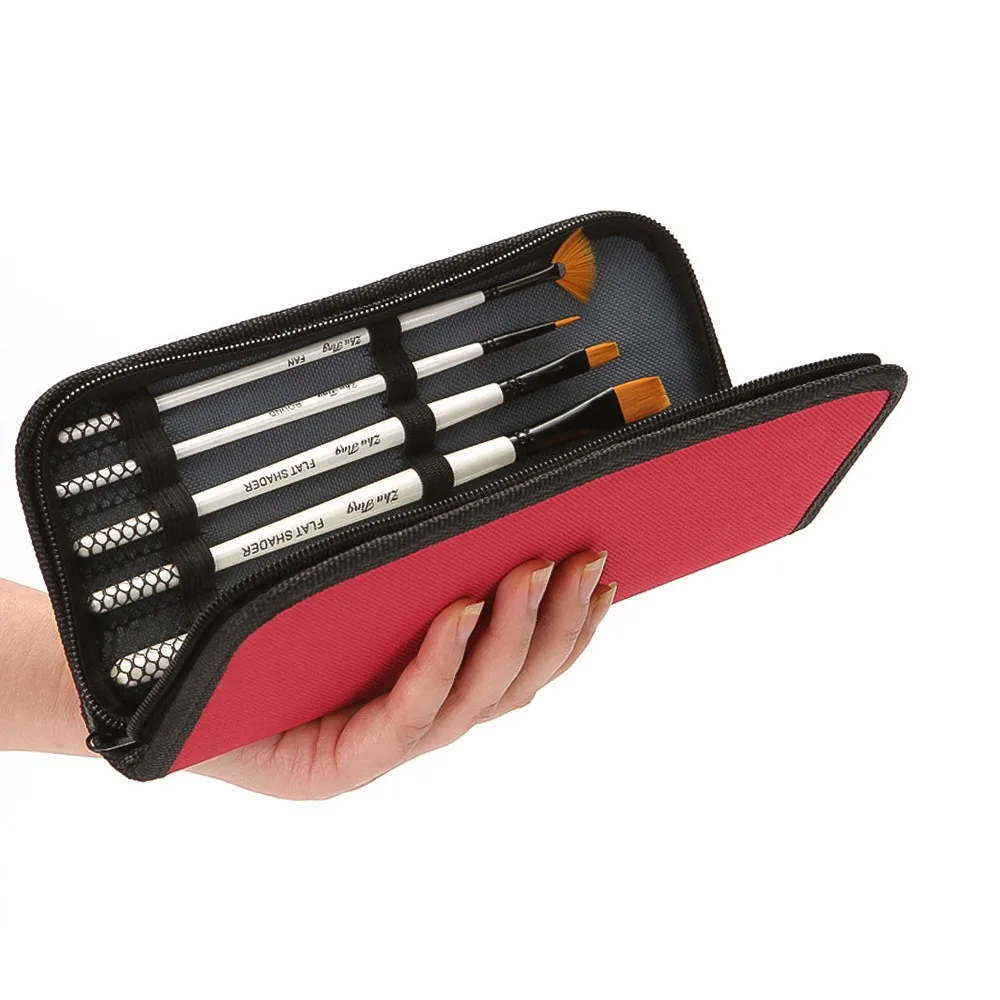 10Pcs Nylon Hair Paint Brush Set Practical Lightweight Artist Paint Brushes Carry Bag All Purpose Paintbrush Kit Oil Painting