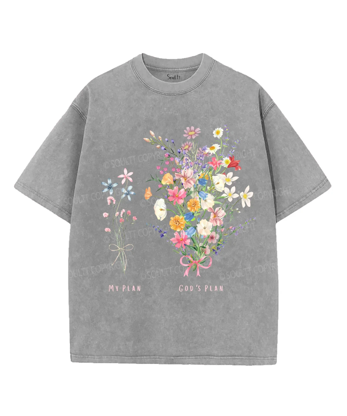 

Футболка унисекс My Plan＜God Plan с христианским принтом, эффект потертости – Soultt