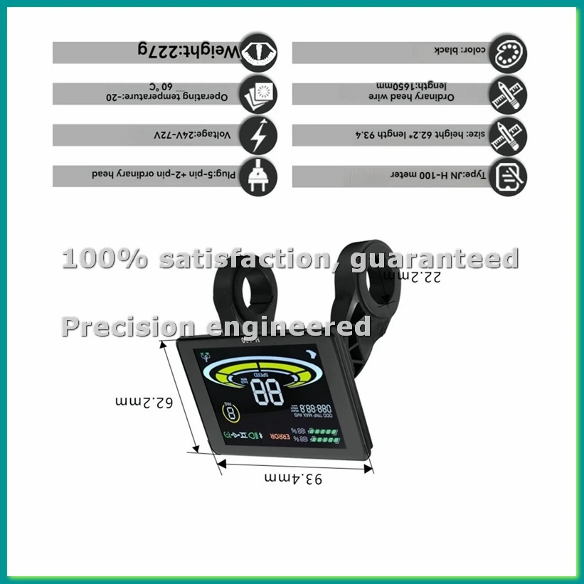 

H-100 Electric Bike LCD Display Dashboard SM5+2PIN+20A 36V/48V Sine Wave Controller for Mountain Bike Modification Kit-BCBW