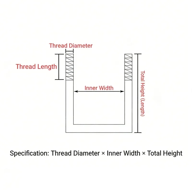 M8 M10 M12 304 Stainless Steel Square Clamp Right Angle U Screw Nuts Plate Baffles U Bolt Set