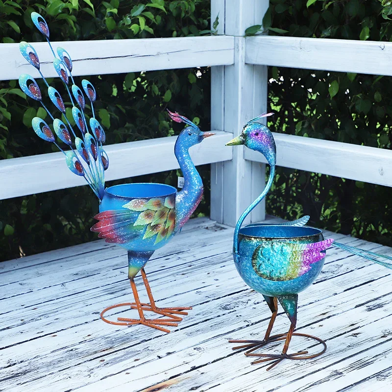 Peacock Garden Garden Animal Grocery Ornament Flower Pot Rack Outdoor Balcony American Country Decoration Iron Art Nordic