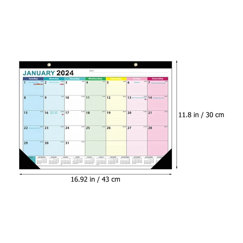 2024 달력 벽 달력, 걸이식 후크, 쉬운 설치, 2024- 2025, 18 개월, 1 월 2024-6 월 2025