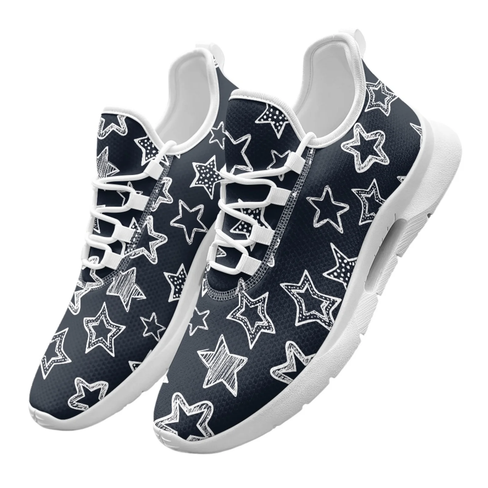 

XIXIRIMIDO Lace-up Casual Shoes Mens Sneakers Comfortable Mesh Breathable Walking Shoe Women's Lightweight Sneaker Soft Star