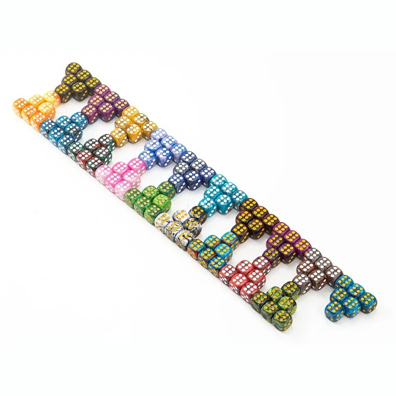 10Pcs/set Foreign Trade Product 12mm Round Corner Dual Color Point Dice Mixed Color Conventional Color Board Game Accessories