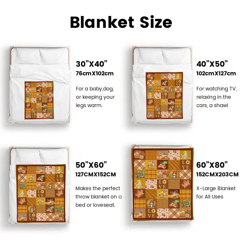 Fall Maple Leaf Throw Blanket Thanksgiving  Family Pumpkin Turkey Decorative Blankets Flannel Throws for Bed Couch