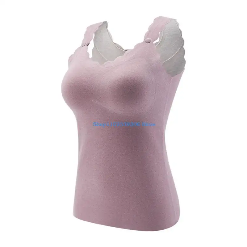 400A Womens Breastfeeding Thermal Vest Winter Warm Fleece Underwear Nursing Top