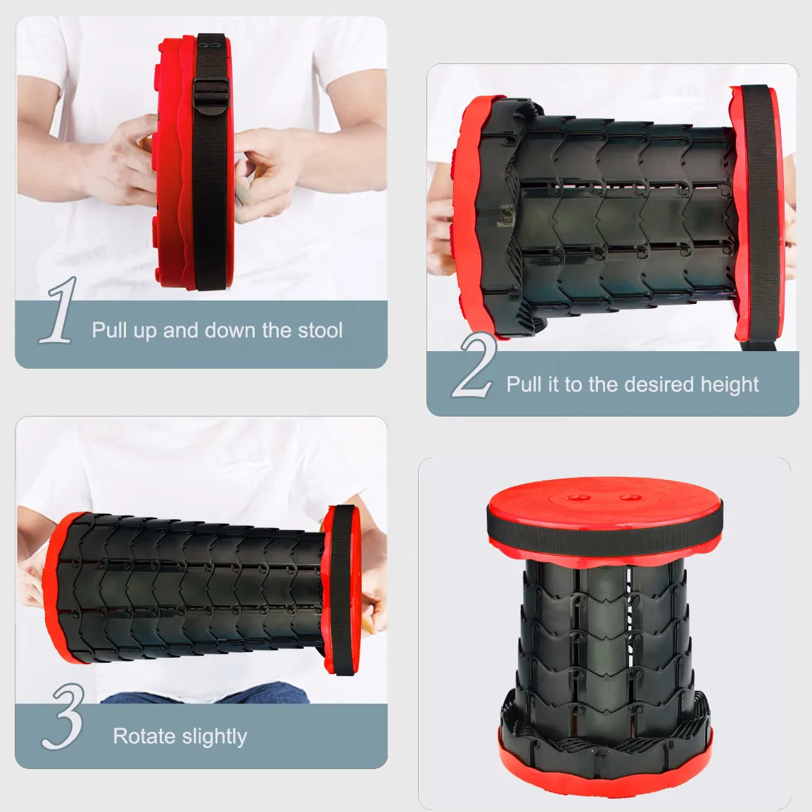 Imagen 4: Silla Plegable y Retráctil para Adultos, Muebles Telescópicos Plegables para Acampar, Pescar y Cazar