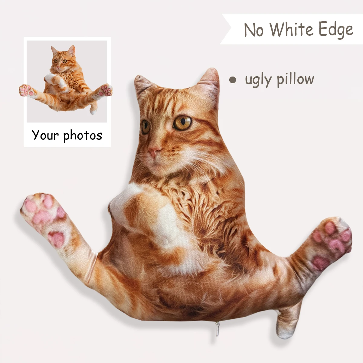 IHX Ugly Cat Dog Zany Pillow,Custom Pet 3D Pillow,Personalized Pet Pillow From Photo,Pet Loss Memorial Gift,Stuffed Toys Dolls