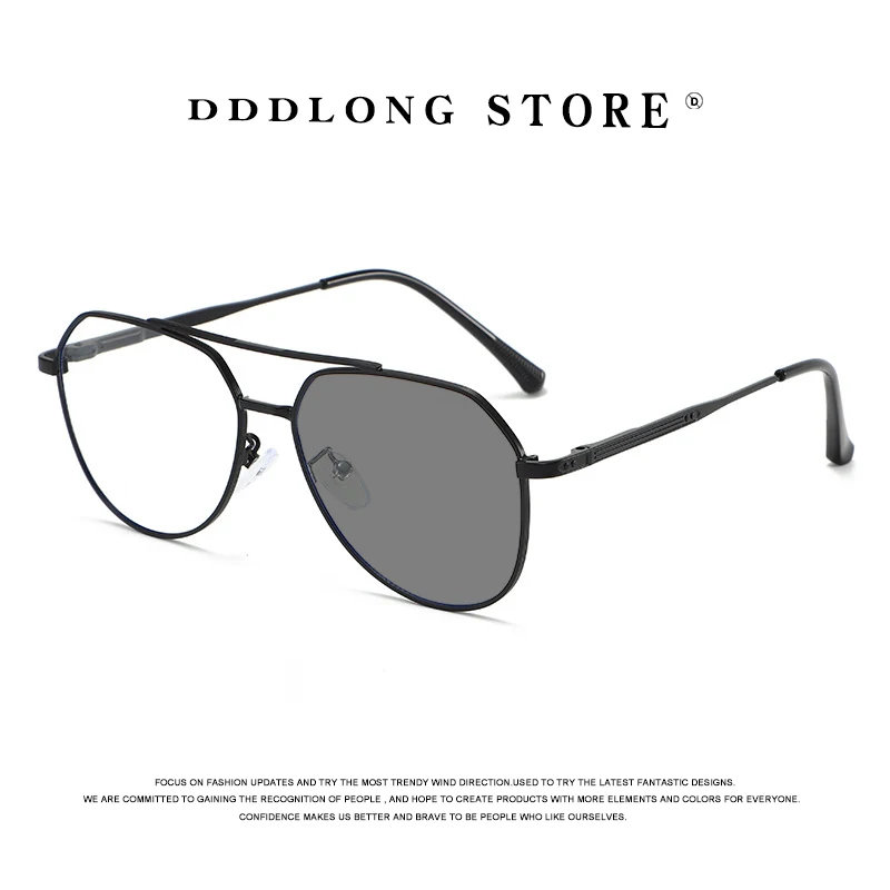 

DDDLONG Retro Punk Fashion Pilot Photochromic Sunglasses Women Men Metal Eyeglasses Classic Vintage UV400 Outdoor Shades D679