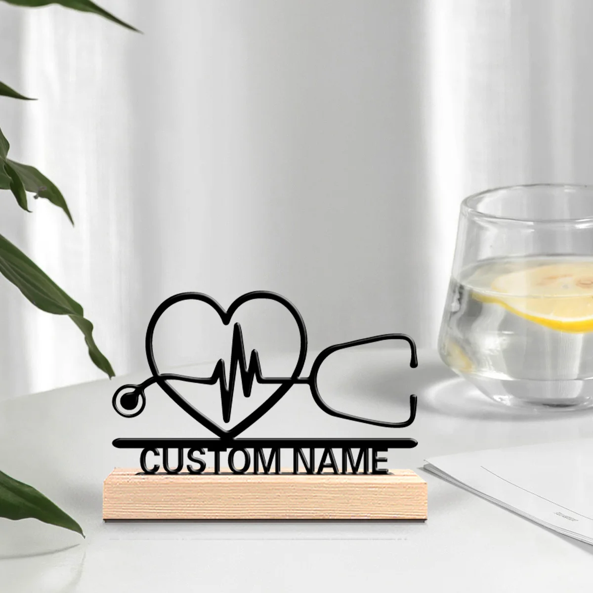 1pc Stylish Personalized Custom Stethoscope Metal Statues Suitable For Doctors Medical Staff Desktop Decorative Art Office Decor