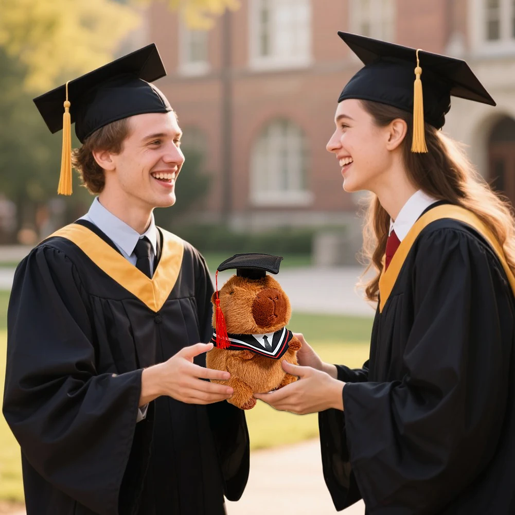 

Graduation Cap Plush Capybara PP Cotton Graduating Capybara Plush 25cm Fuzzy Capybara Dolls for College Students