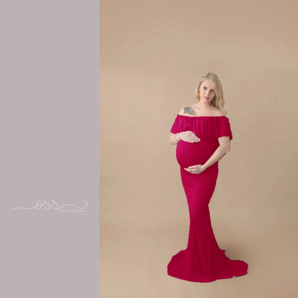 

2024 Maternity Dresses Maternity Photography Props Plus Size Dress Elegant Fancy Cotton Pregnancy Photo Shoot Women Long Dress