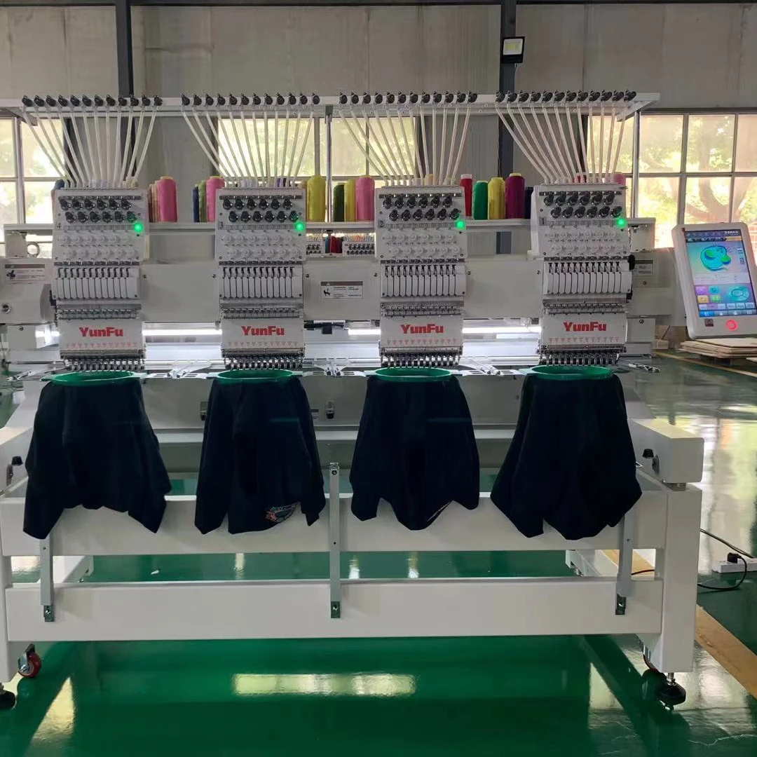 Industrial Use Computerized 12/15 Needles Hat  4 Heads Embroidery Machine for T-shirt/bags/socks
