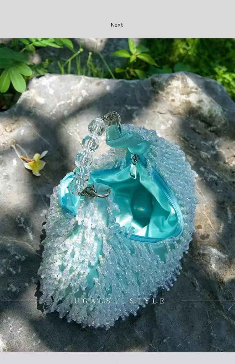 

High Quality Beads Beading Tassel Hobo Bag Luxury Beads Beaded Handmade Clutch Purse Women Fashion Handbag Female Shoulder Bag