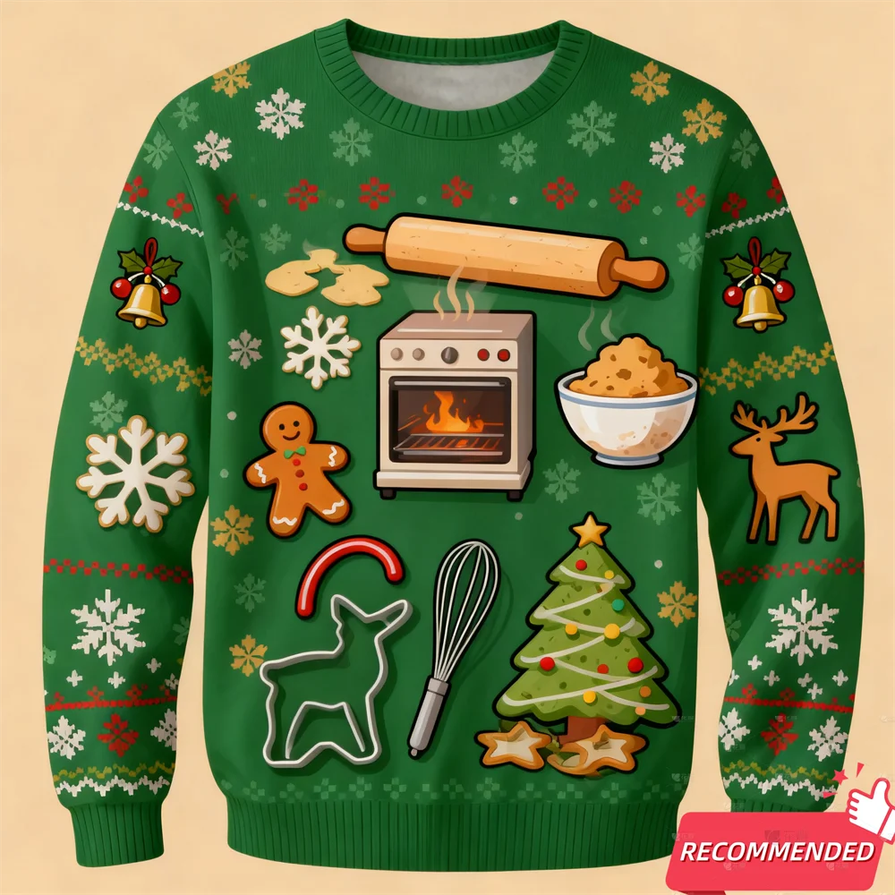 Santa Jesus Ugly Christmas Sweaters Unisex Clothing Goat Graphic Mens Sweater Xmas Holiday Crew Neck Pullovers Women Sweatshirts #3