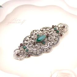 Neovisson Shining Turkish Jewelry Women Brooch Ellipse Hollow Out Brooches Antique Gold Color Rhinestone Clothing Accessories