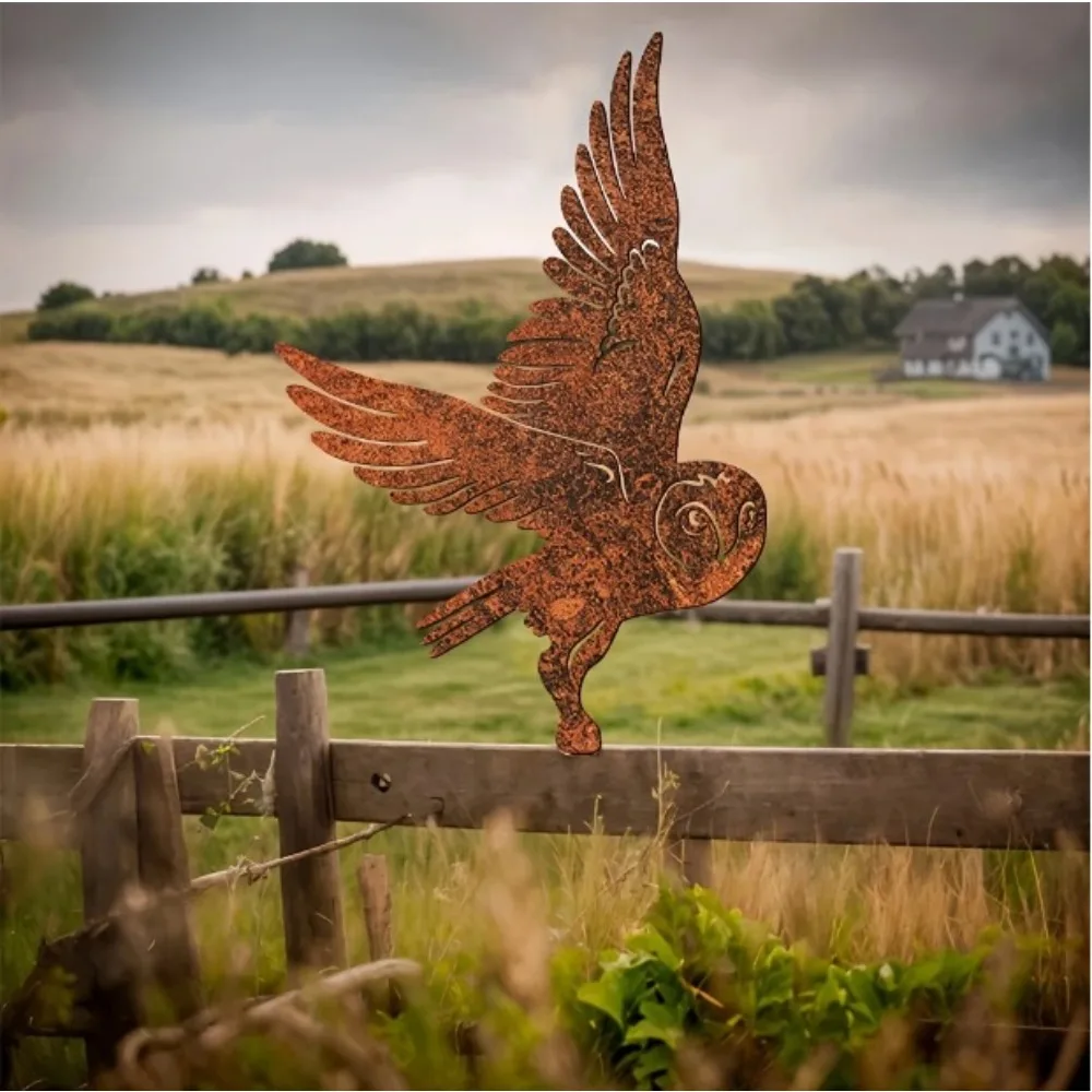 Retro Rusty Metal Owl Statue, The Finishing Touch of Courtyard Garden Decoration, Unique Artistic Style and A Variety of Options