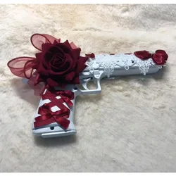 Lolita handmade gun model pistol cannot shoot decoration cute pink rose cosplay gun girls kid birthday gifts comic play girl gun