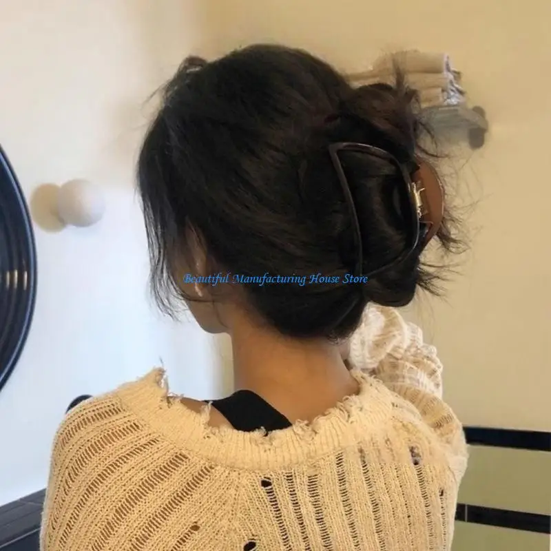 E56A Elegant Hollows Acetate Hair Clip Fashionable Hair Claw Durability Hair Pin for Students and Office Worker