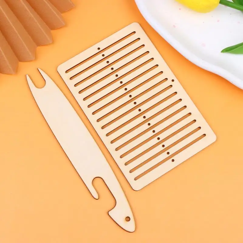 ●2Pcs/Set Weaving Loom Kit Wooden Belt Weaving Loom Weaving Shuttle Tools Arts Crafts For Backpack Strap Camera Strap Knitting