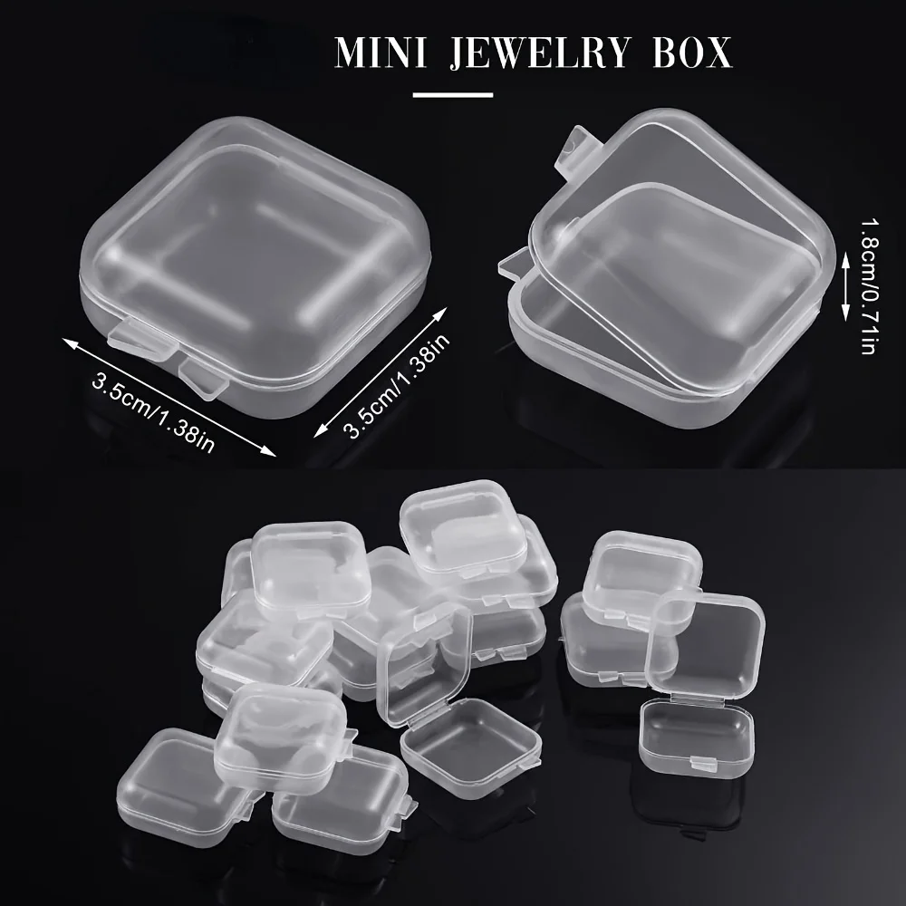 5 Pack Transparent Mini Square Jewelry Storage Boxes with Lids Ideal for Beads, Earrings Pills Crafts and Sewing Supplies