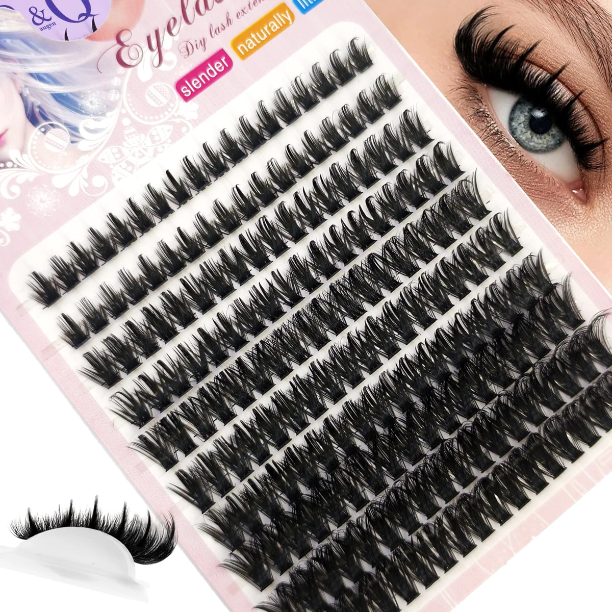 HBZGTLAD 180Clusters 10-18mm 10rows Spiky Manga Lash Clusterswith Fairy Eyelash Clusters 60P80P100P Volume DIY Lash Extension