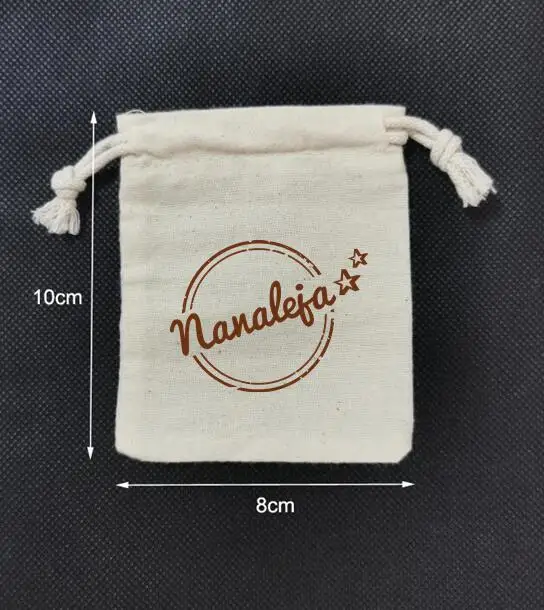 3000 Units 8x10cm + 1000 Units 10x12cm Drawstring Cotton Bags Screen Printed With 6cm Brown Logo (as last time)