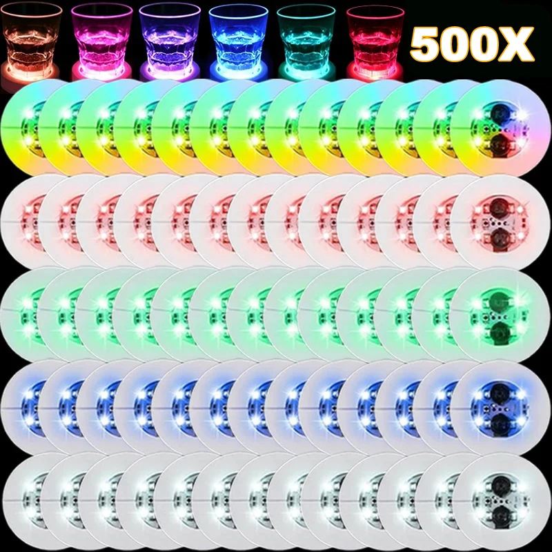 1-300PCS LED Coaster Lights Colorful Glowing Wine Bottle Stickers Bar Wedding Party Lighting Glowing Wine Bottle Stickers