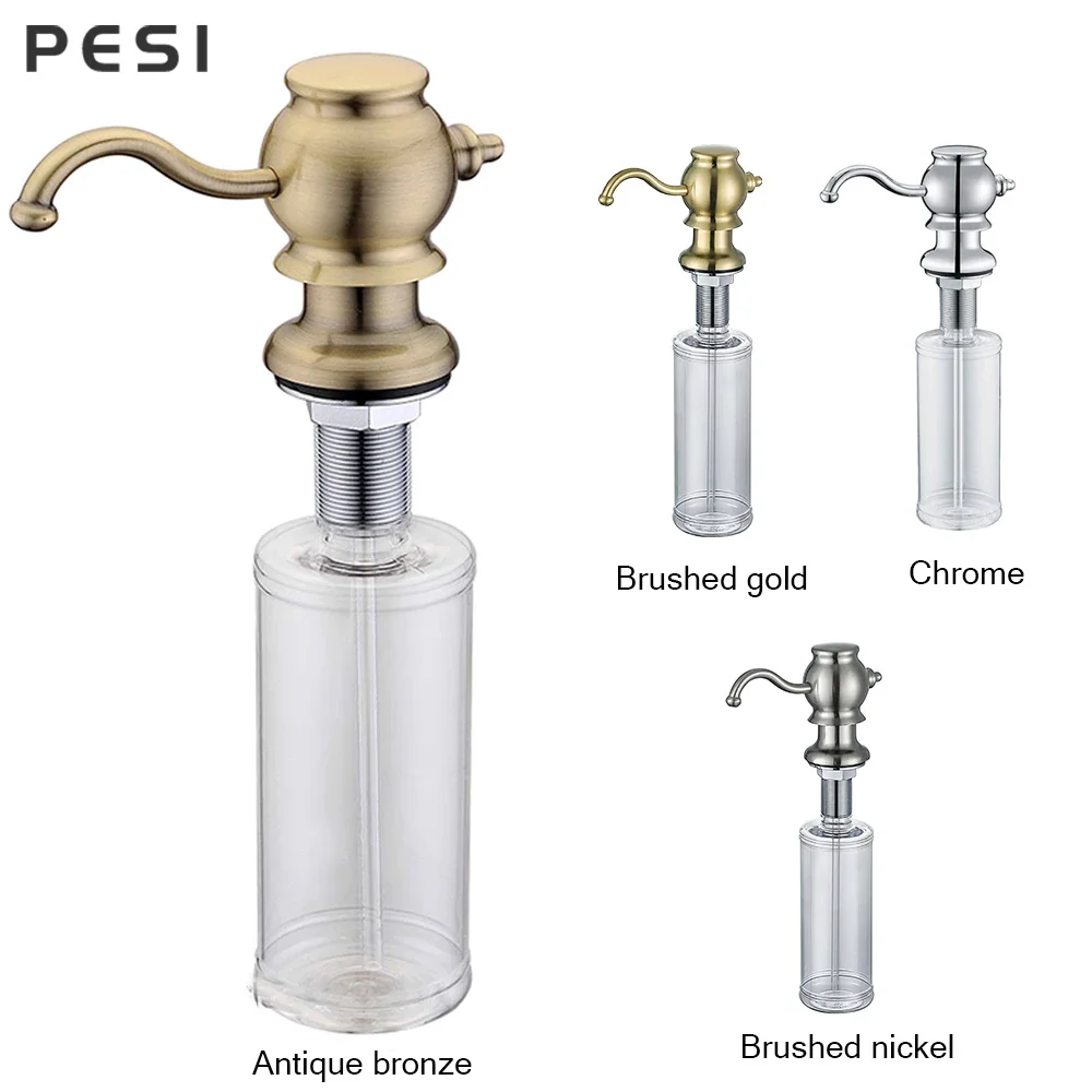 Dispensadores de jabón líquido detergente, dispensador de lavado a mano, botella con bomba de jabón para fregadero de cocina, jabón líquido, organización de cocina, latón y ABS