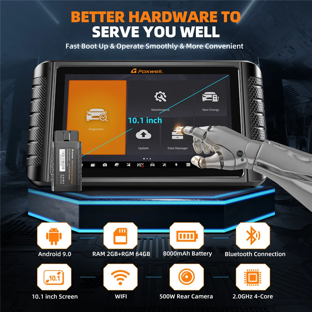 FOXWELL OBD2 Bluetooth Car Scanner All System A/F Adjust 35 Reset Active Tool ECU Coding OBD 2 Auto Diagnostic Tools