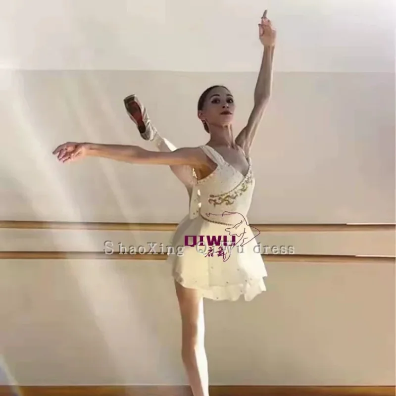 Classic Ballet Cupid Stuffed Performance Dress Professional Edition Chiffon Short Skirt