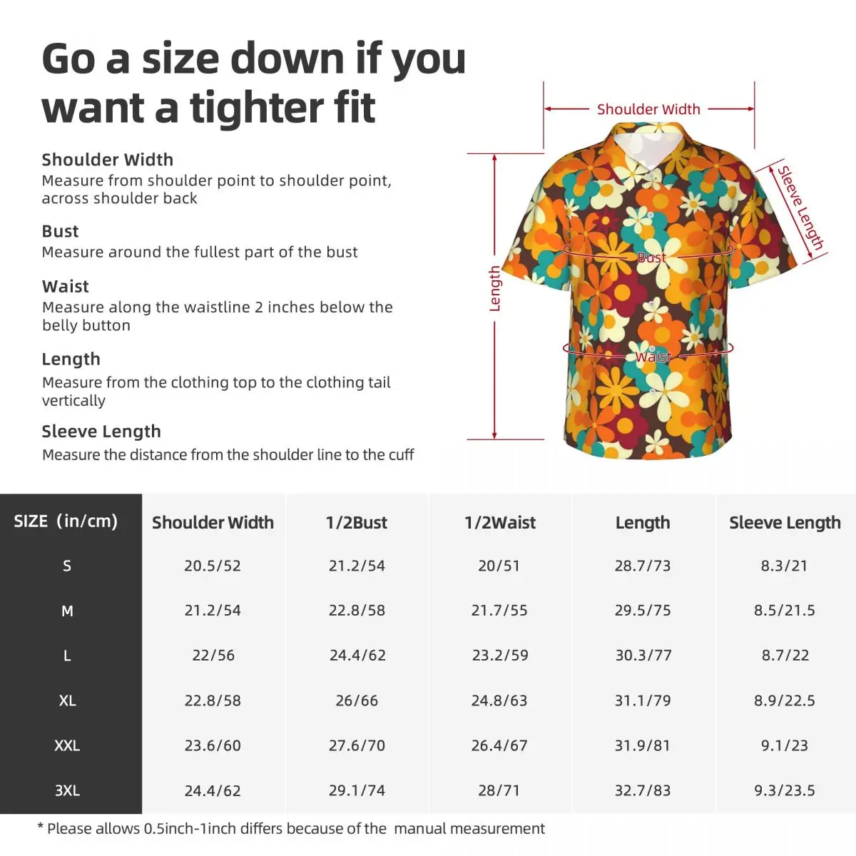 Retro Flower Power Vacation Shirt Mens 70s Classic Floral Casual Shirts Hawaii Short Sleeve Design Cool Oversize Blouses Gift