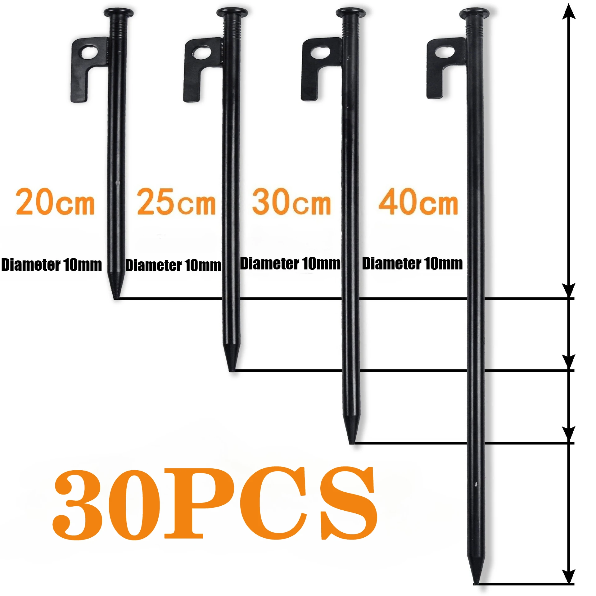 

30PCS Tent Stake Ground Pegs Essential Tent Nails for Outdoor Camping Hiking Extended Beach Camping Nails 15-40CM