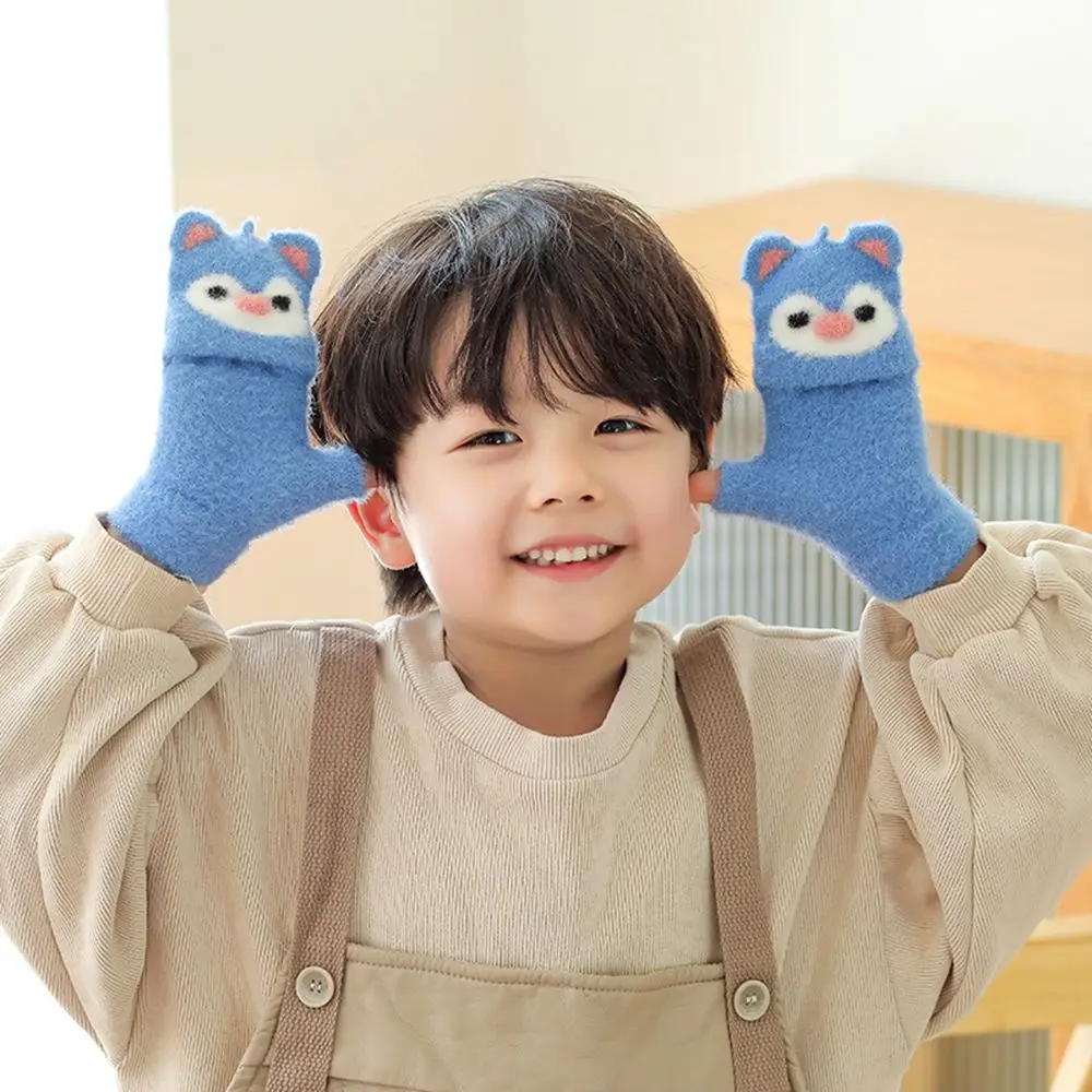 

Outdoor Bear Shape For Fingerless Children Flip Cover Gloves Children Gloves Korean Knitted Mittens Half Finger Gloves