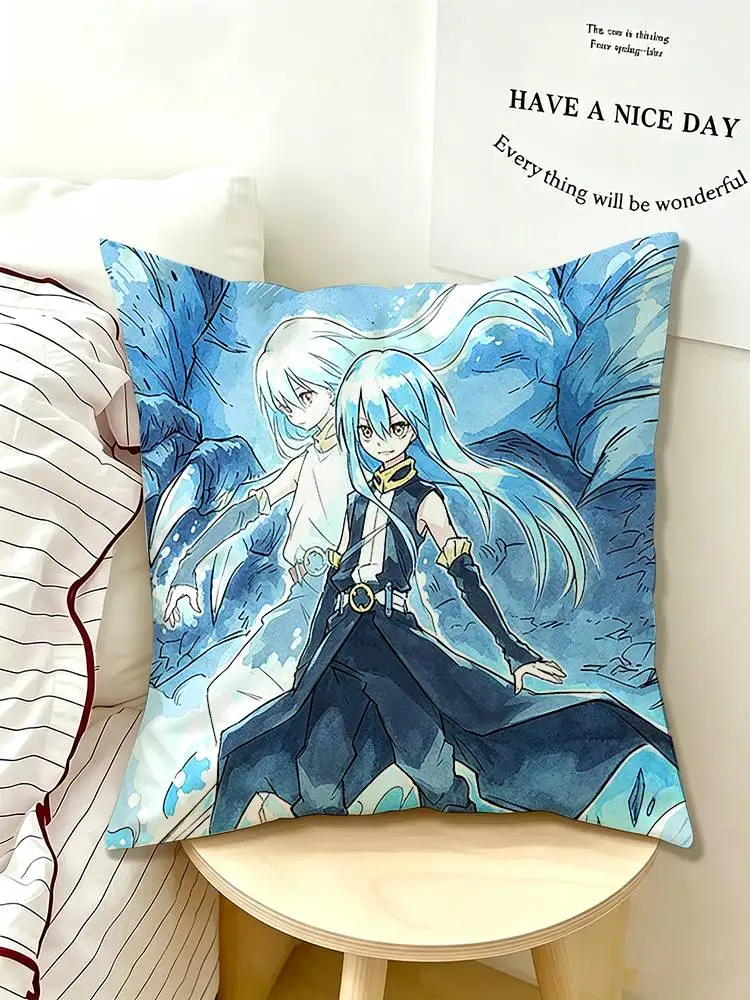 Anime R-Rimuru Tempest as a Slime  Pillow Case Pattern Printed Pillowcase For Living Room Sofa Cushion Cover